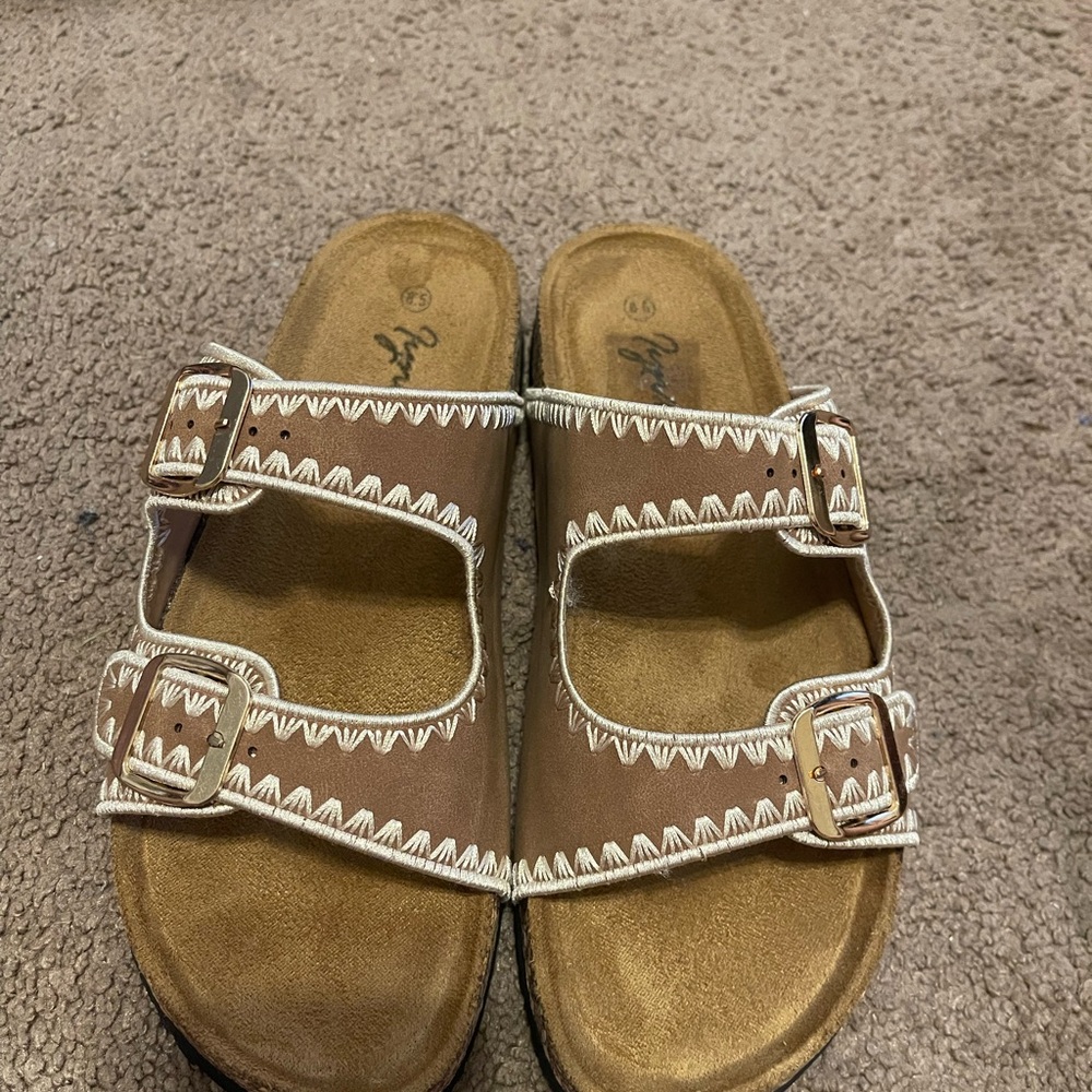 Brown Sandals with Buckle Detail